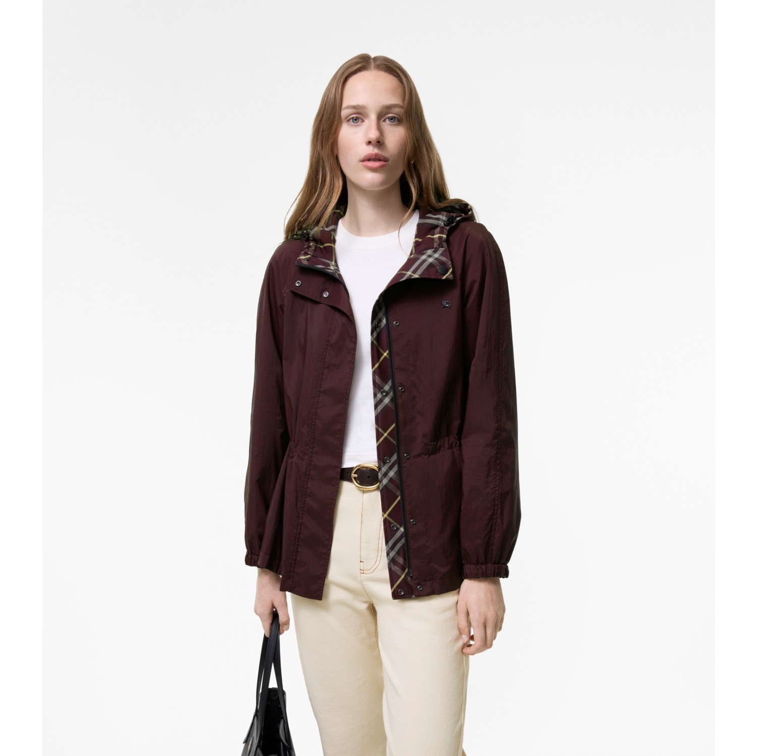 Reversible Check Nylon Hooded Jacket