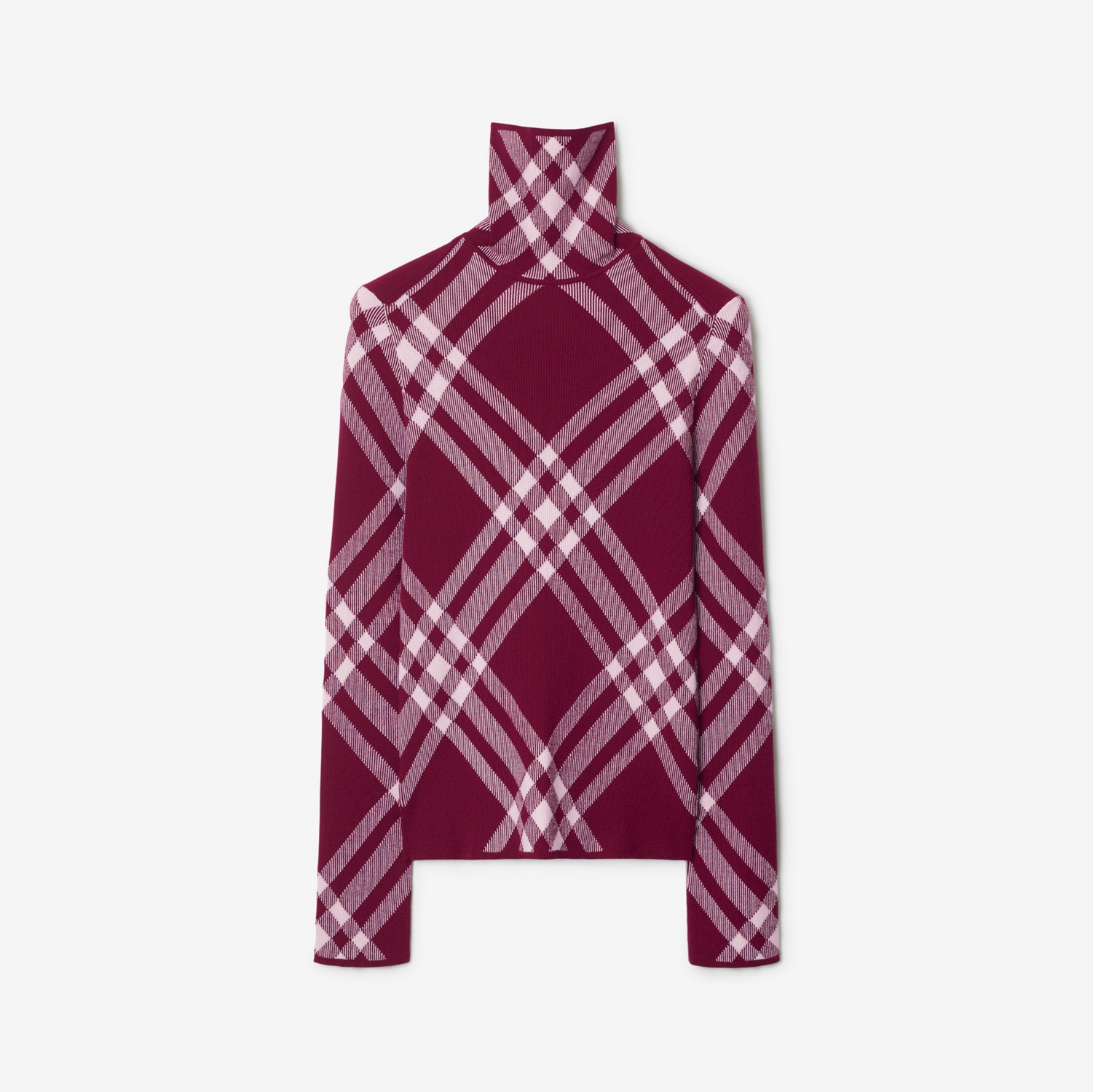 格纹羊毛混纺针织衫 (树莓红) - 男士 | Burberry® 博柏利官网