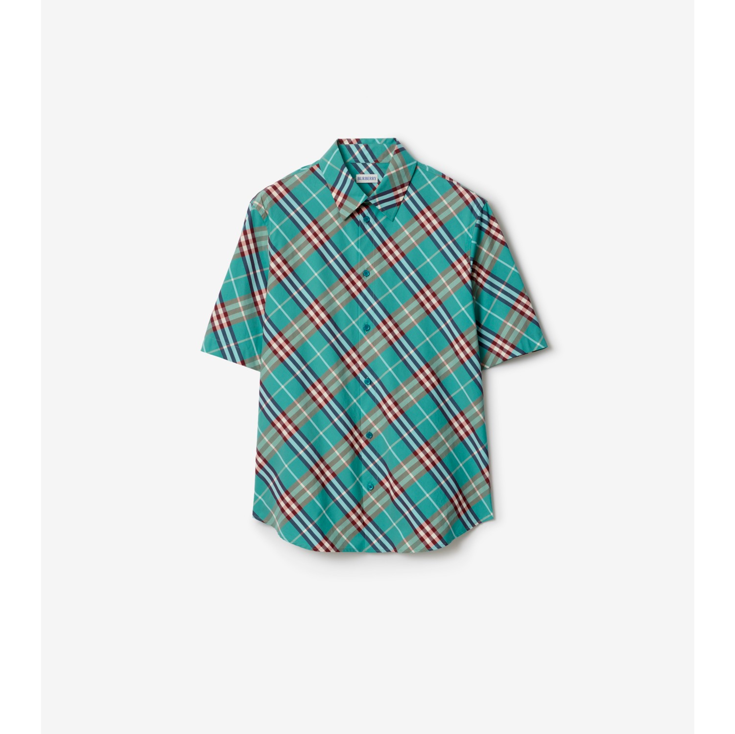 Relaxed Fit Check Cotton Shirt in Atom blue - Men | Burberry® Official