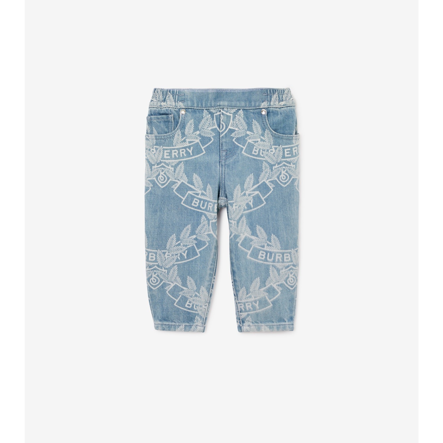 Oak Leaf Crest Japanese Denim Jeans in Pale Blue Children