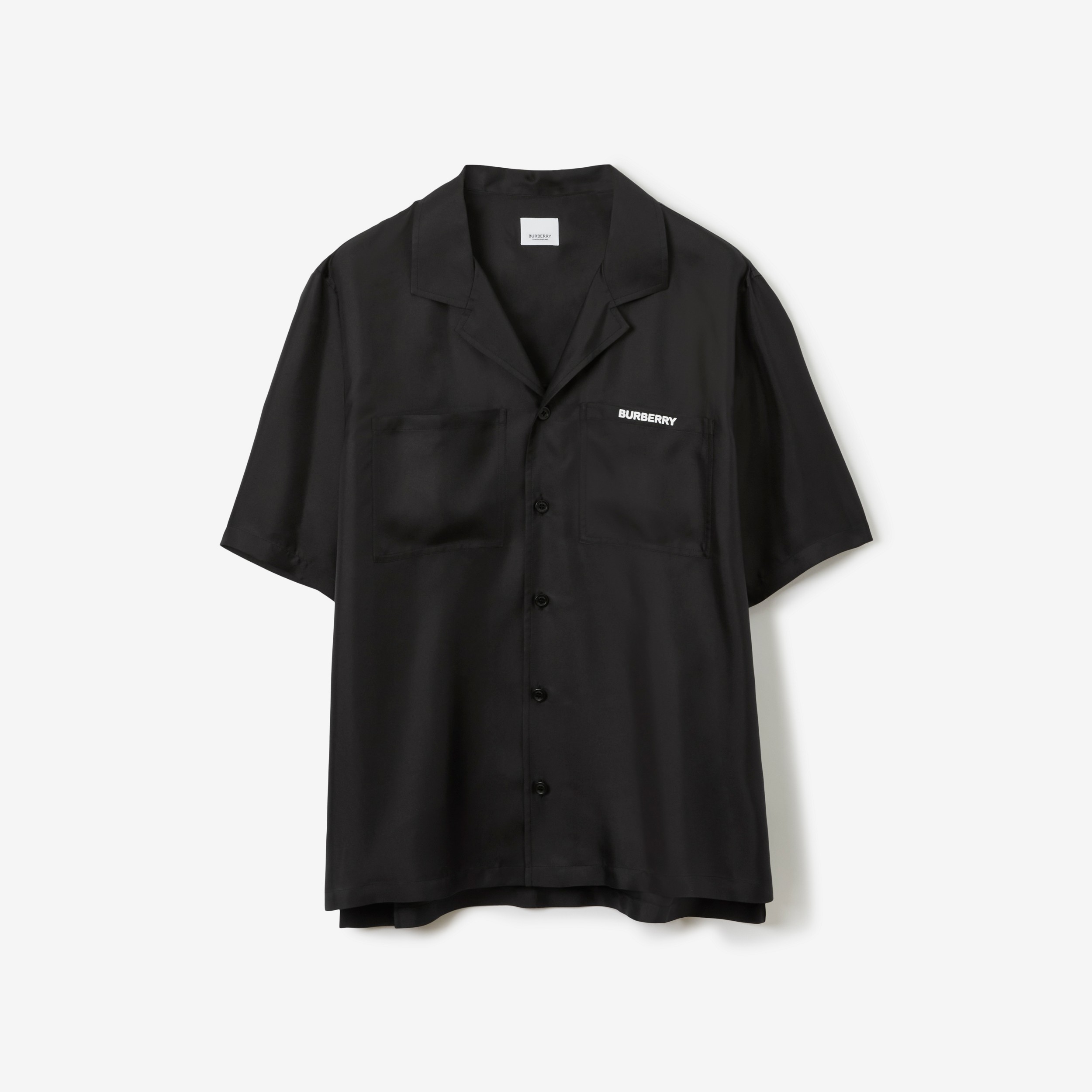 Camisa oversize en seda con motivo de camión de helados (Negro) - Hombre | Burberry® oficial - 1