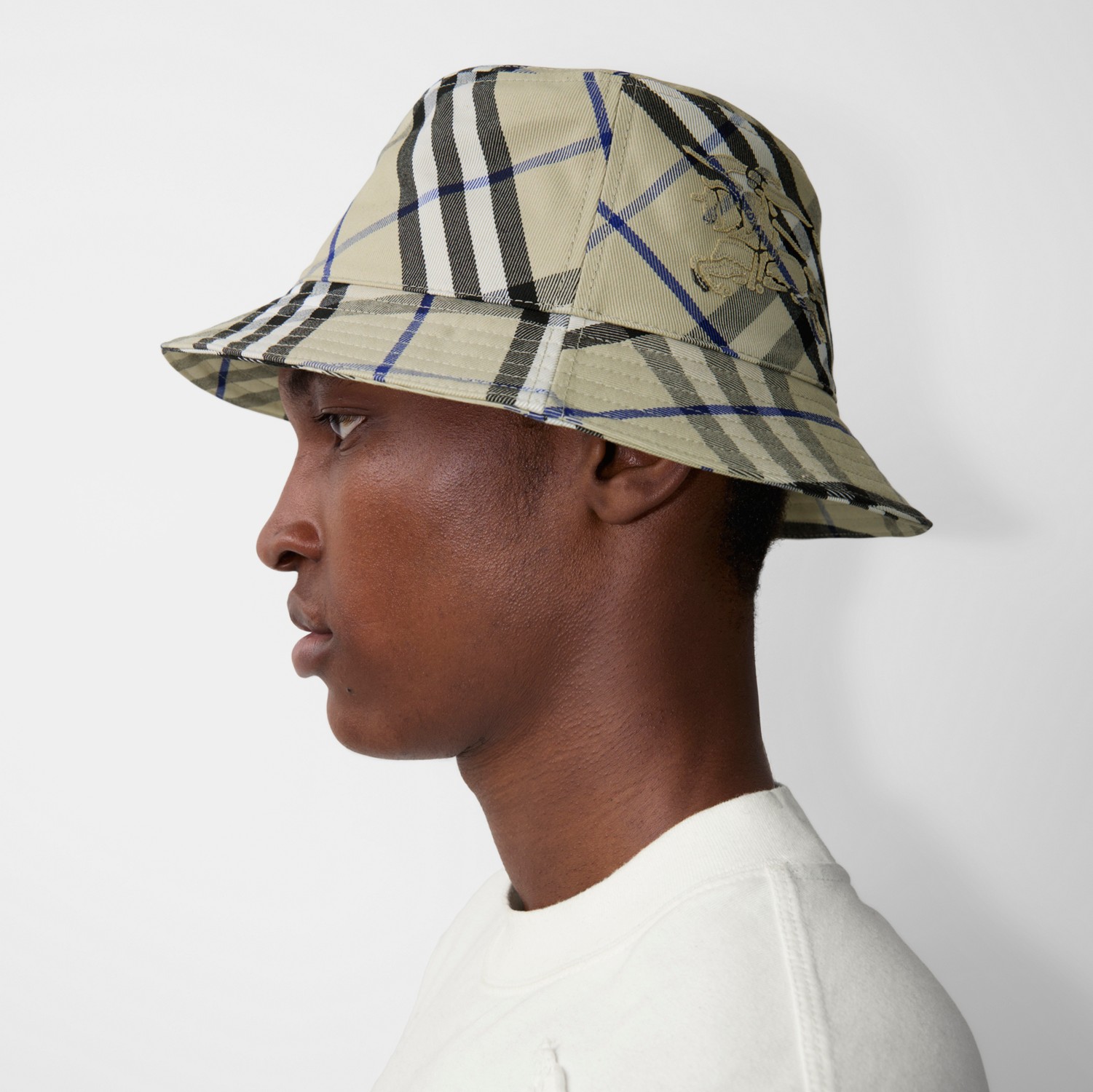 Check Cotton Blend Bucket Hat