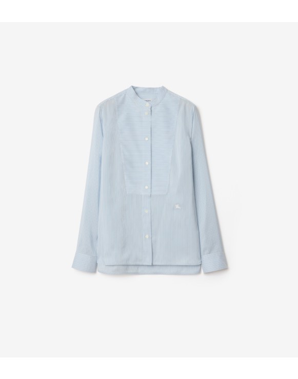 릴랙스핏 스트라이프 실크 포플린 셔츠
