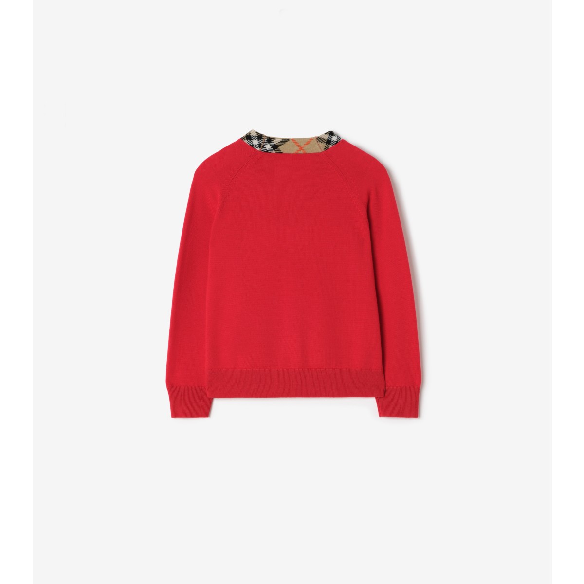  Check Trim Wool Cardigan