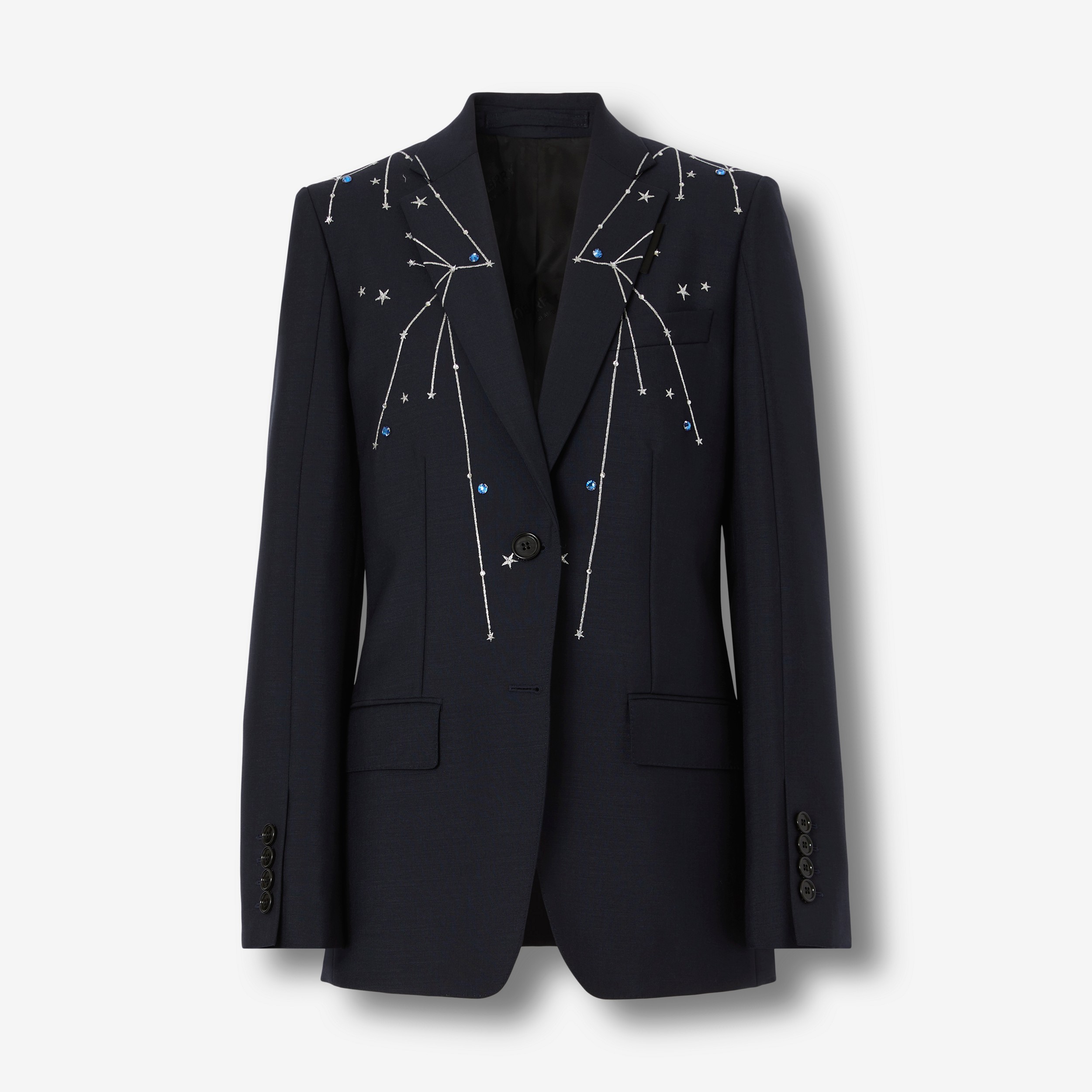 Constellation Detail Mohair Wool Tailored Jacket – Exclusive Capsule Collection in Dark Charcoal Blue - Women | Burberry® Official - 1