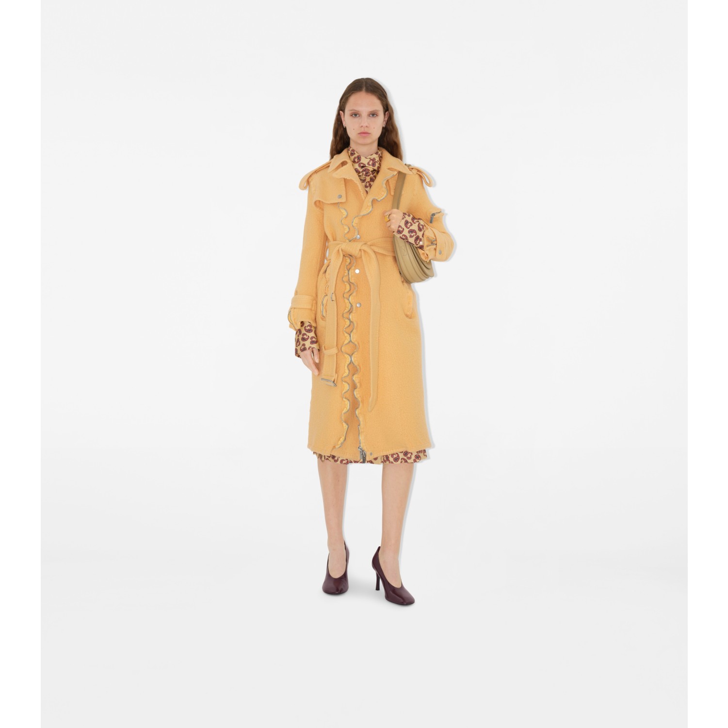 Wool Trench Coat in Sandstone Women Burberry Official