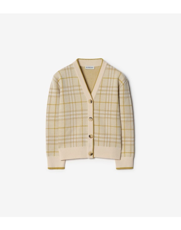 Metallic Check Wool Blend Cardigan