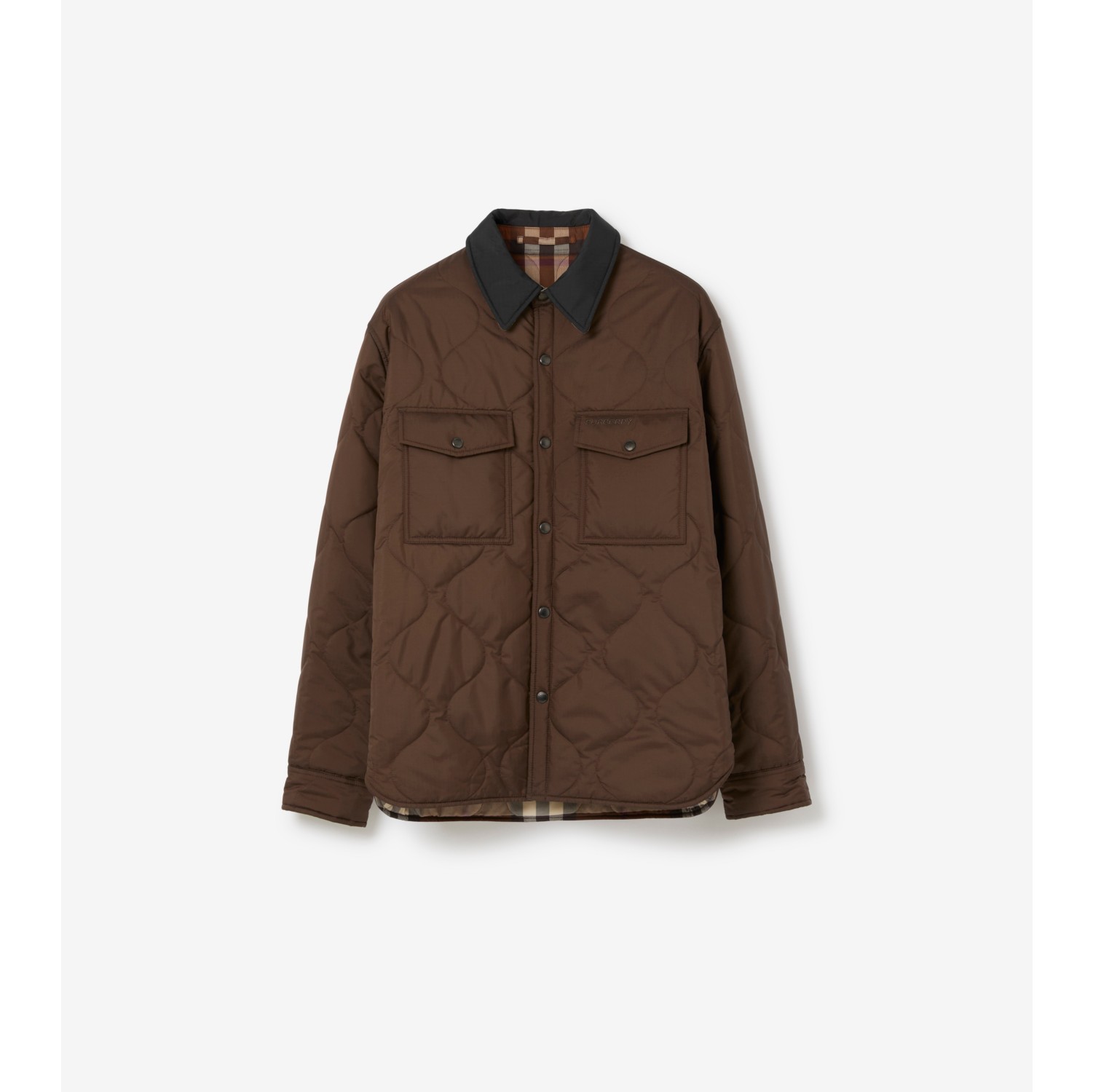 lort hård lære Check Quilted Reversible Overshirt in Dark Truffle Brown - Men | Burberry®  Official