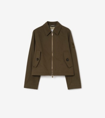 Gabardine Jacket in Thorn green - Women, Cotton Gabardine | Burberry® Official