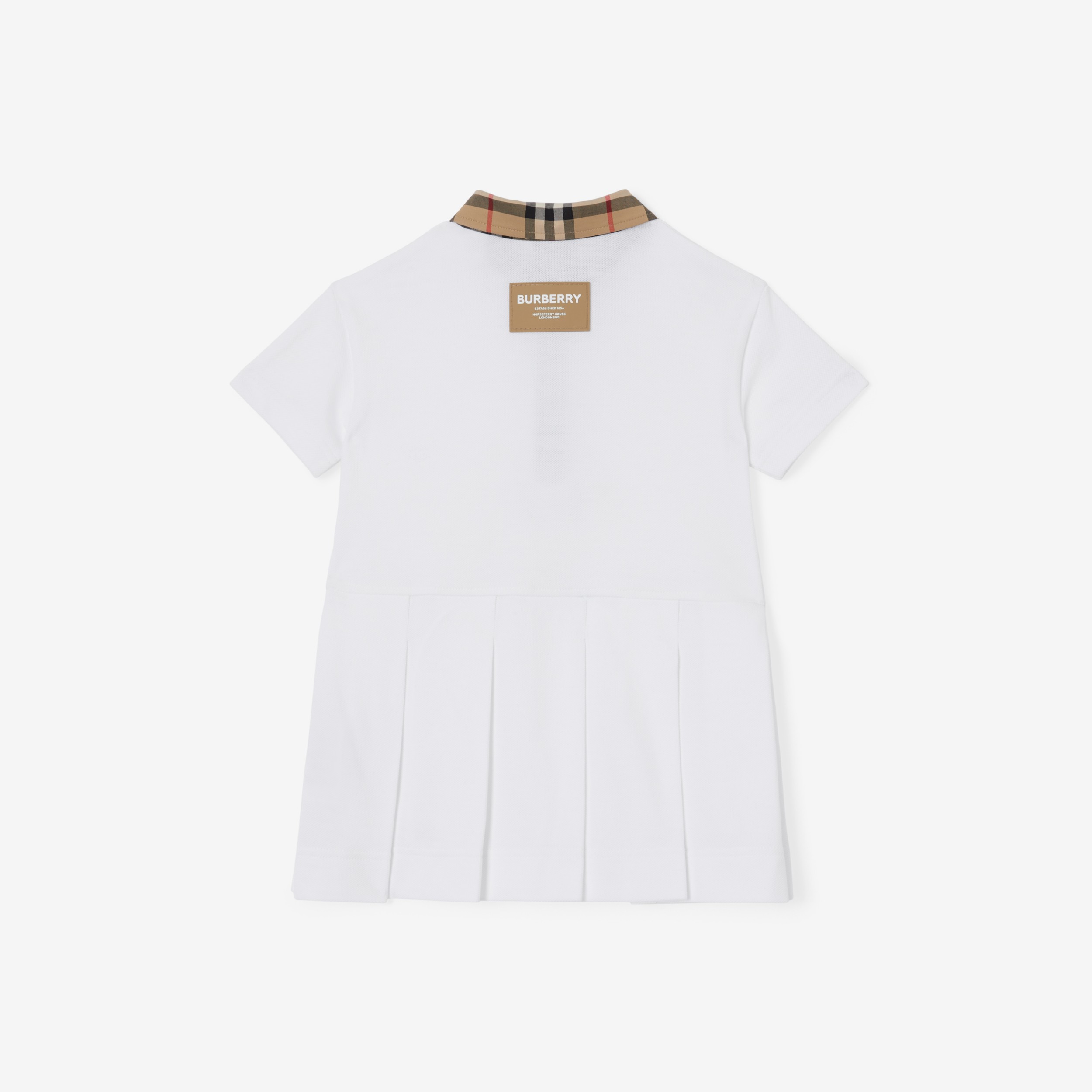 Vintage 格纹装饰棉质珠地布 Polo 衫式连衣裙 (白色) - 儿童 | Burberry® 博柏利官网 - 2