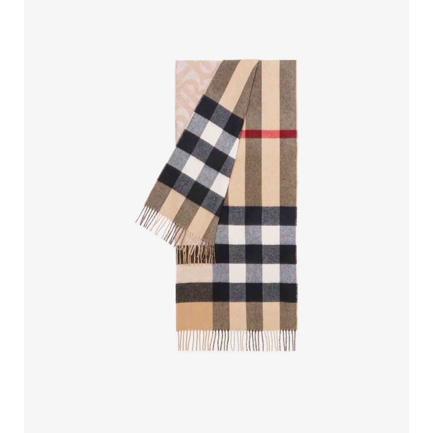 Burberry Heart Print Giant Check Reversible Cashmere Scarf