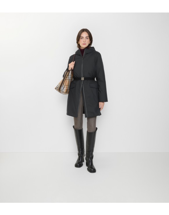 Manteau mi-long à capuche en nylon