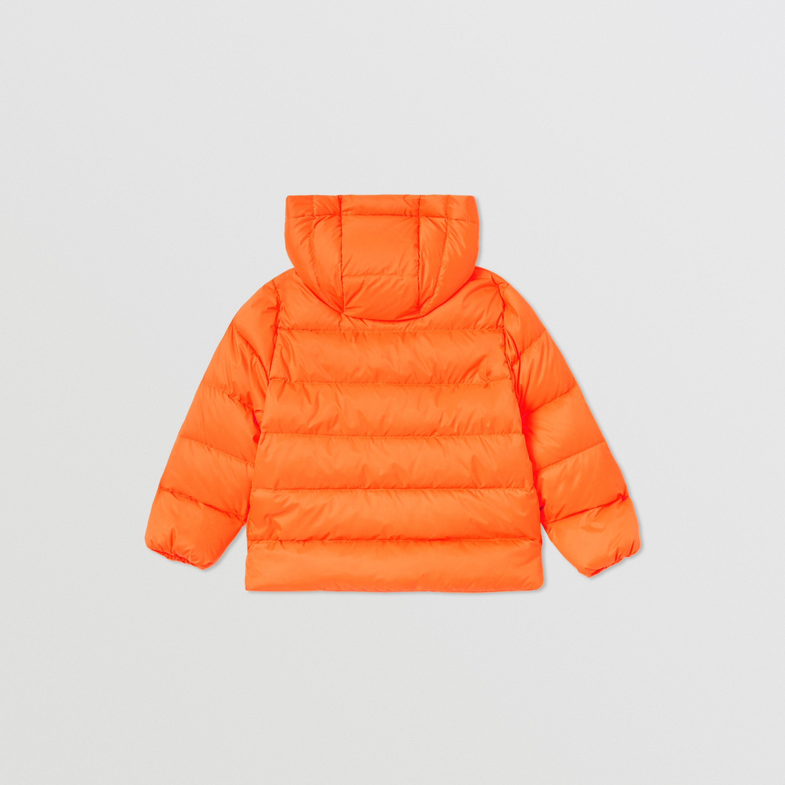 Logo Appliqué Hooded Puffer Jacket in Neon Orange | Burberry® Official - 4
