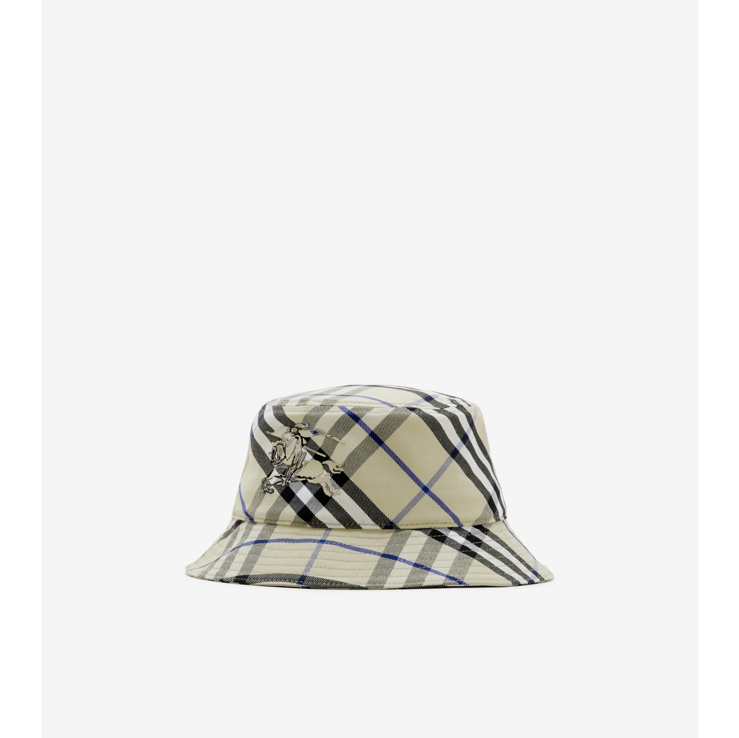 Burberry Ered Cotton Blend Bucket Hat with Nine Words