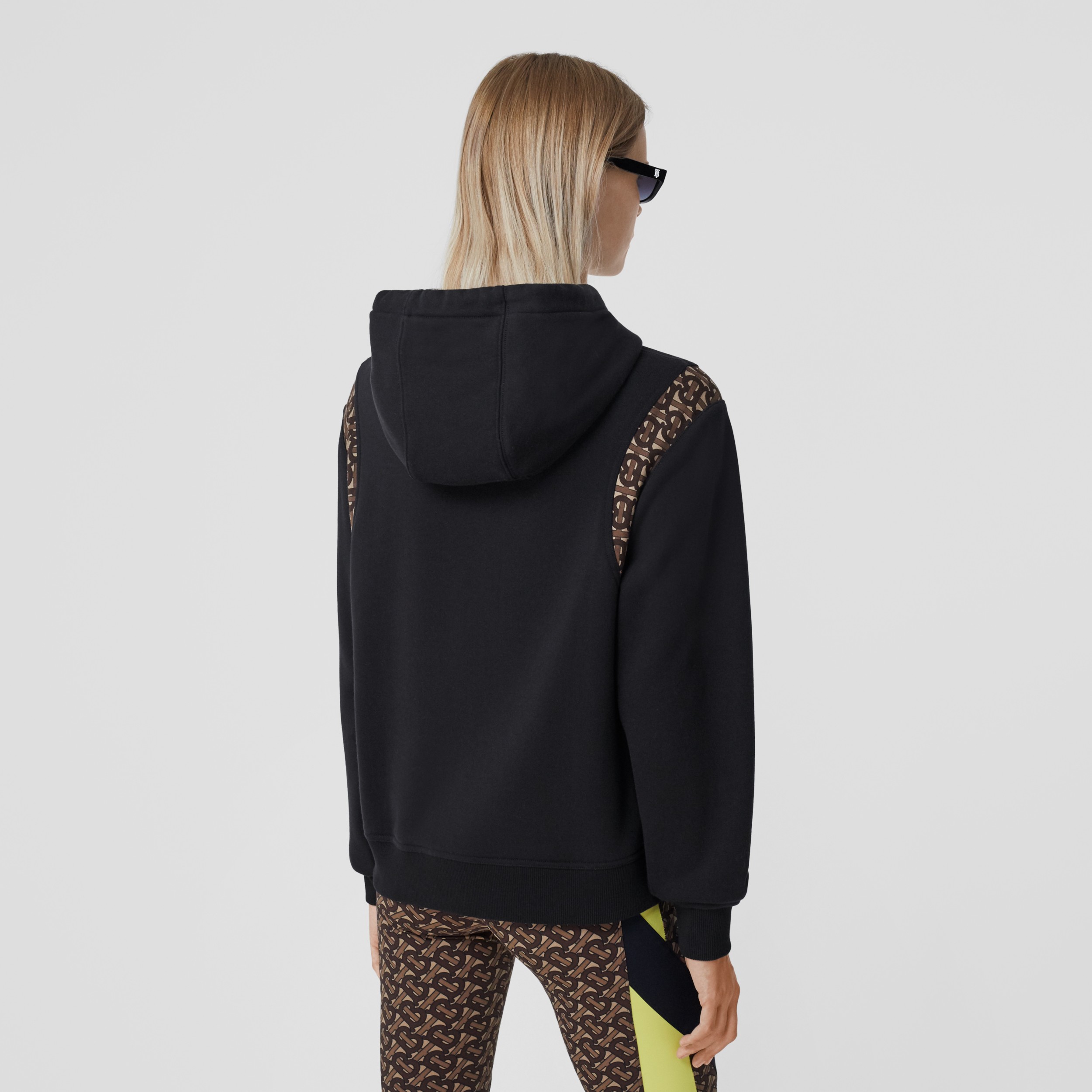 Oversize Kapuzenpullover Aus Baumwolle Mit Panels Im Monogrammmusterdesign Schwarz Damen Burberry