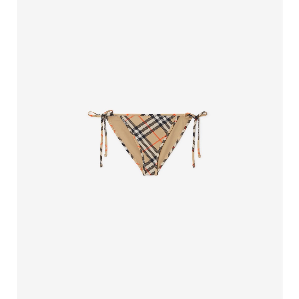 Shop Burberry Check Bikini Briefs In Sand