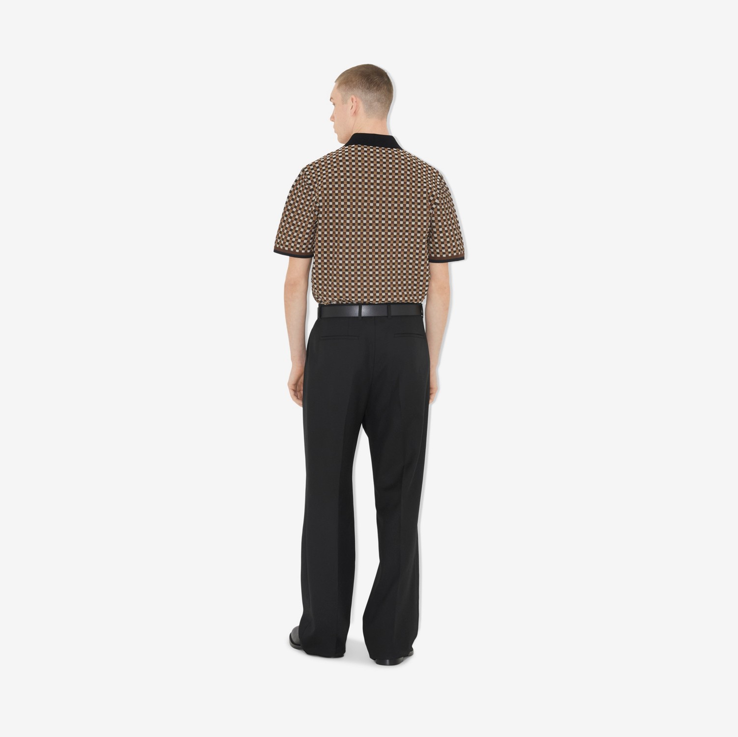 Check Cotton Blend Polo Shirt in Dark Birch Brown - Men | Burberry® Official