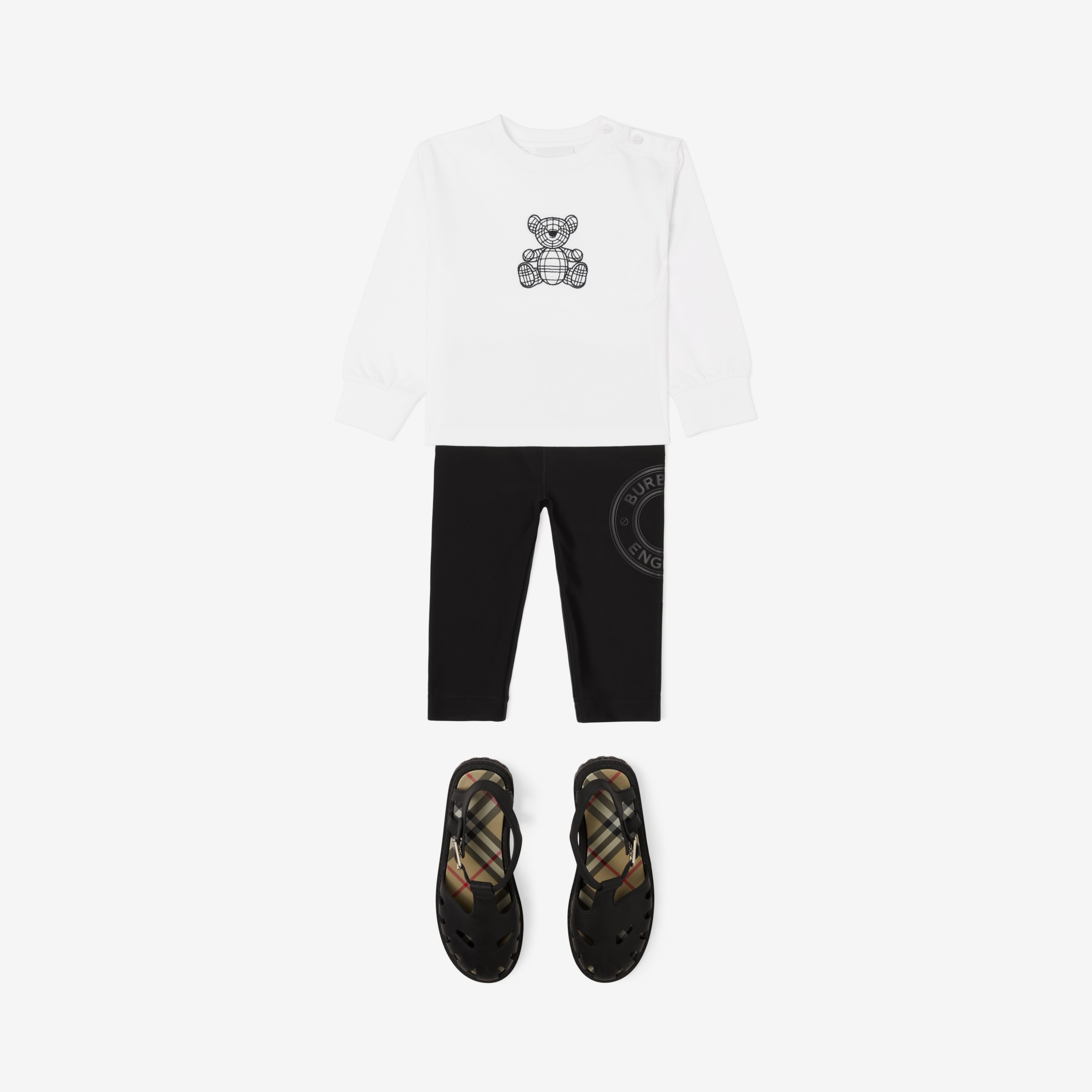 Long-sleeve Thomas Bear Motif Cotton Top in White - Children | Burberry® Official - 4