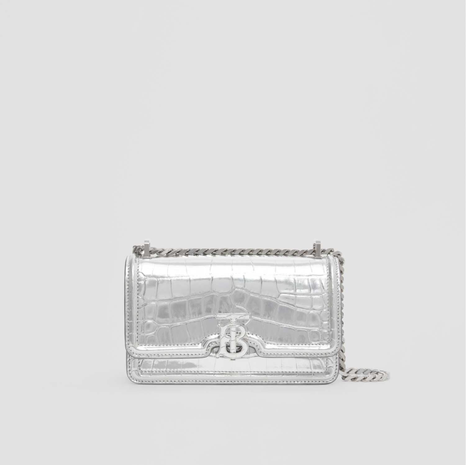 Mini TB Bag in Silver - Women, Leather | Burberry® Official