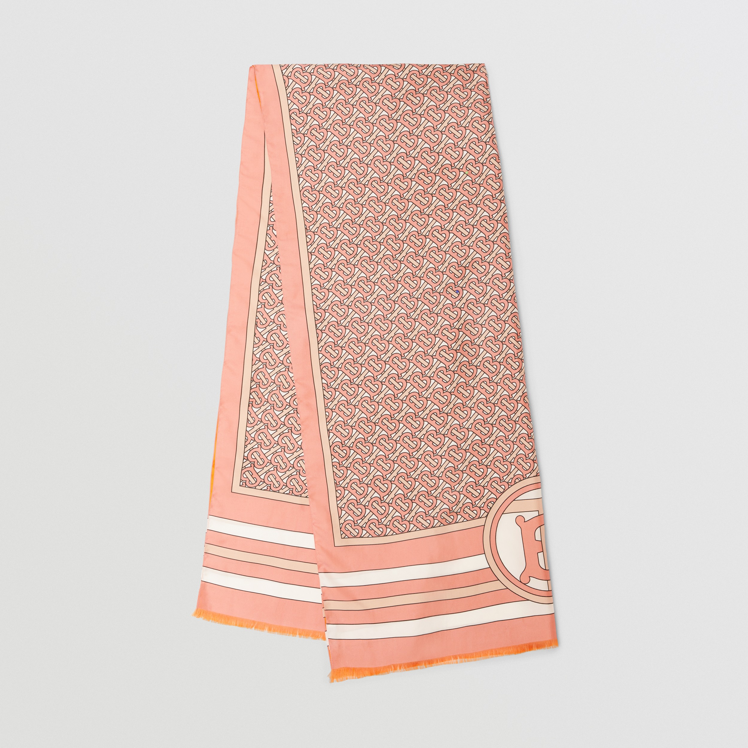 Reversible Monogram Print Silk Scarf in Bubblegum Pink | Burberry® Official - 1