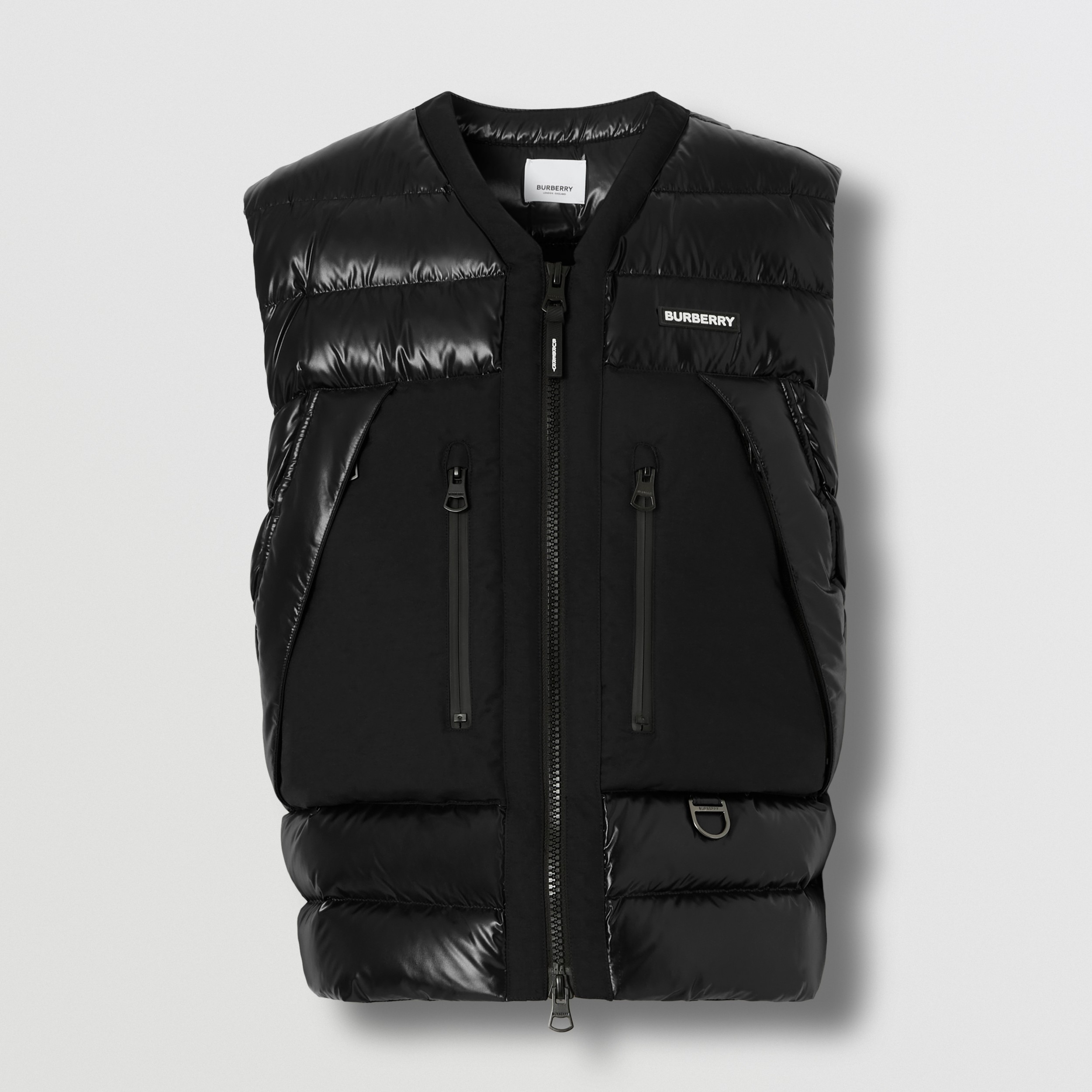 Logo Print Nylon Puffer Gilet in Black - Men | Burberry® Official - 4
