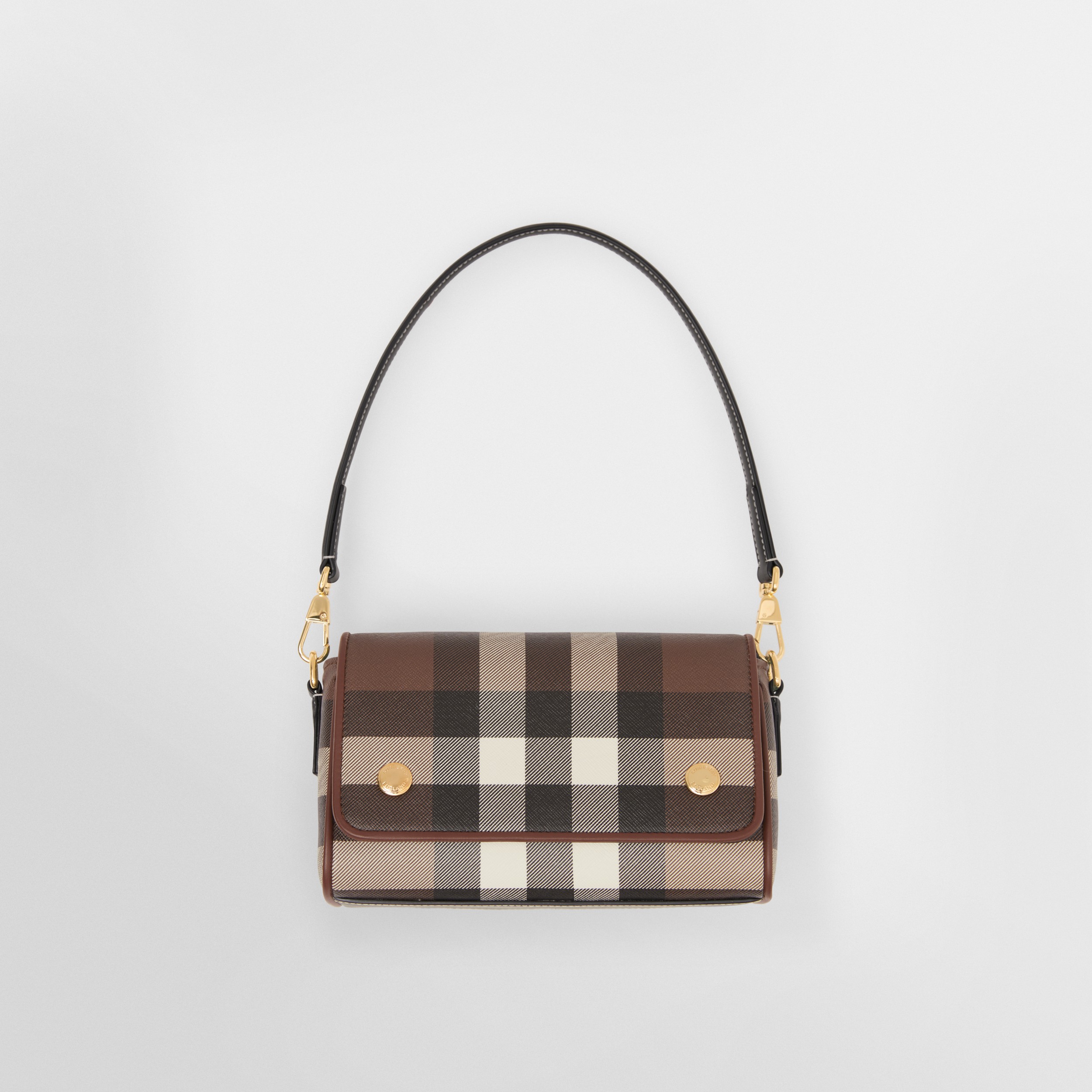 Check and Leather Crossbody Bag in Dark Birch Brown - Women | Burberry® Official - 3