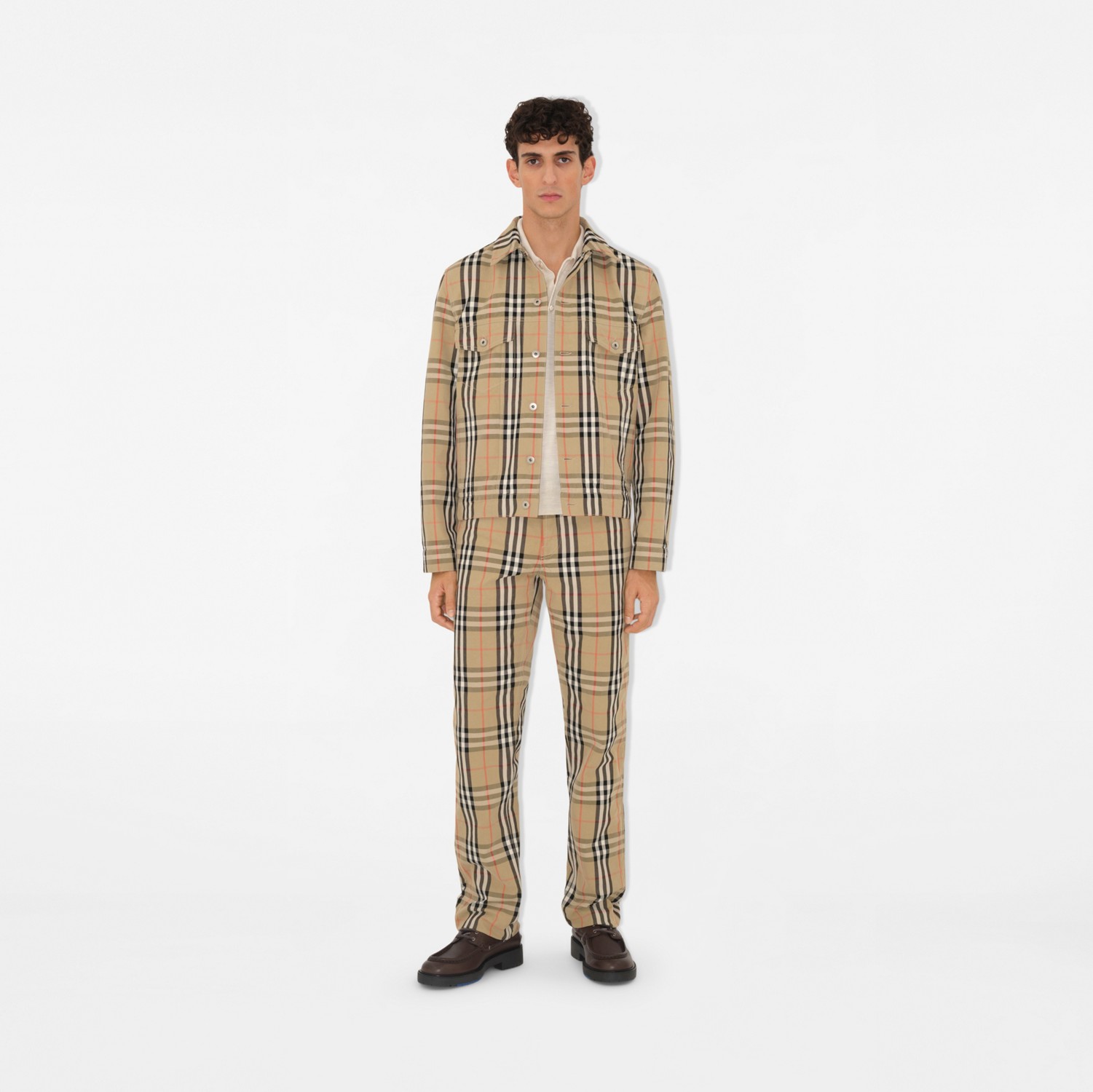 チェック コットンジャケット (サンド) - メンズ | Burberry チェック コットンジャケット (サンド) - メンズ | Burberry