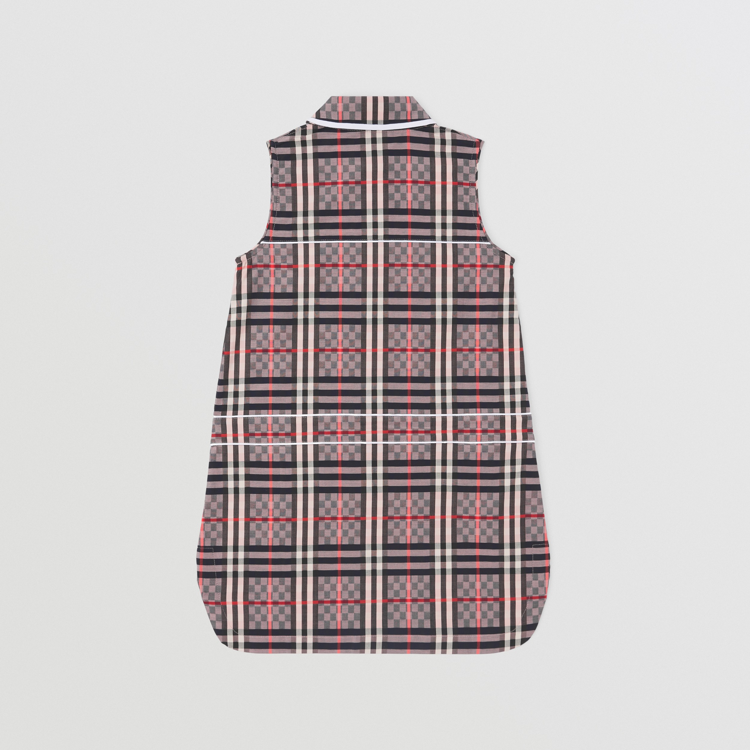 Robe zippée en coton stretch à damier (Rose Pâle) | Site officiel Burberry® - 4