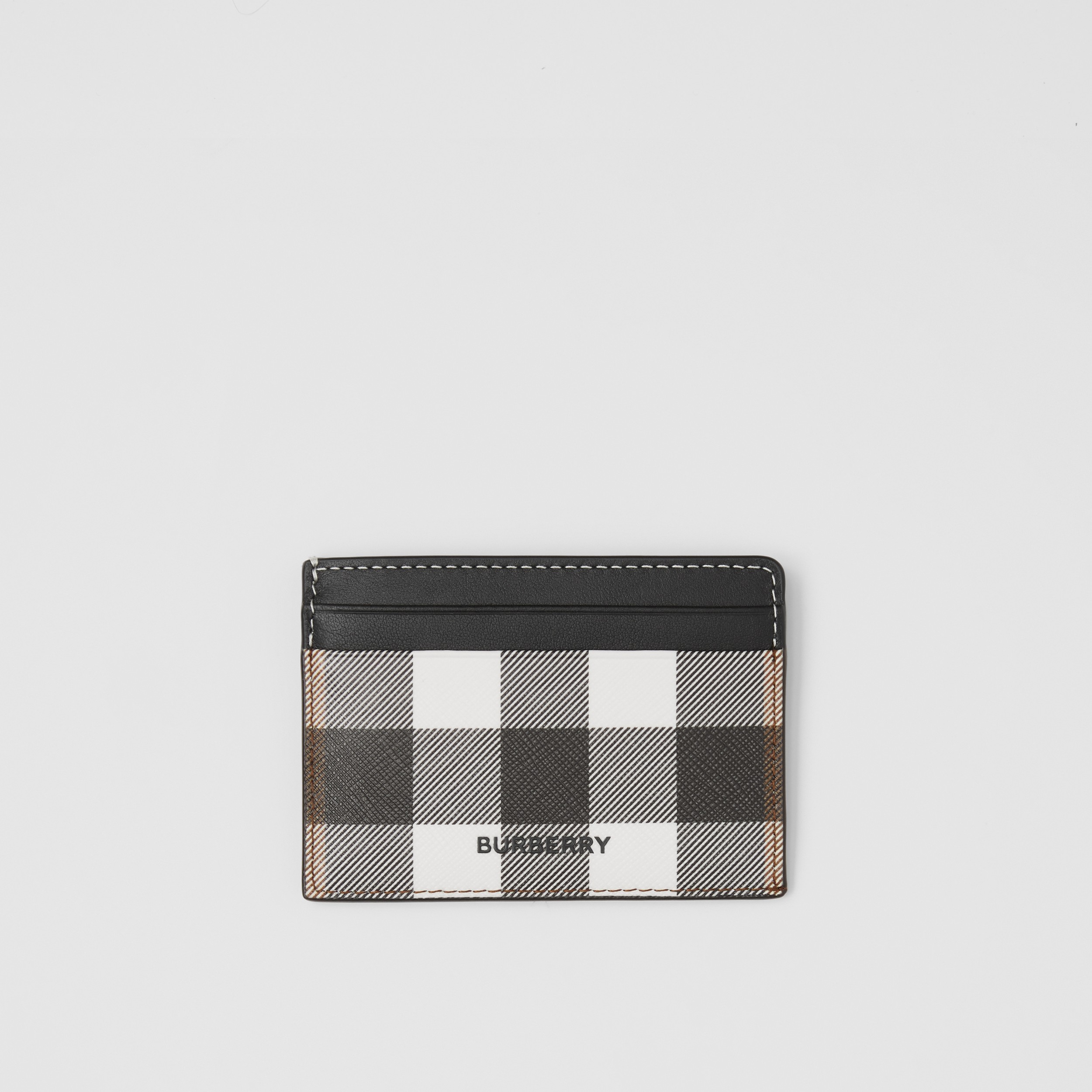 Check Print and Leather Card Case in Dark Birch Brown - Men | Burberry® Official - 1