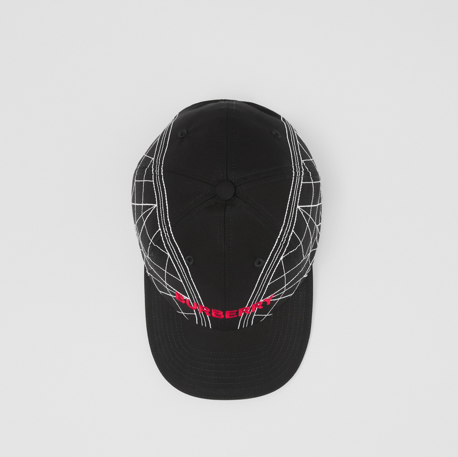 Embroidered Star Cotton Gabardine Baseball Cap in Black Embroidered Star Cotton Gabardine Baseball Cap in Black