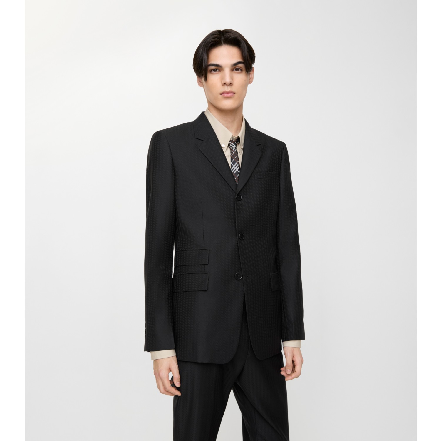 Striped Wool Mohair Tailored Jacket in Black - Men | Burberry
