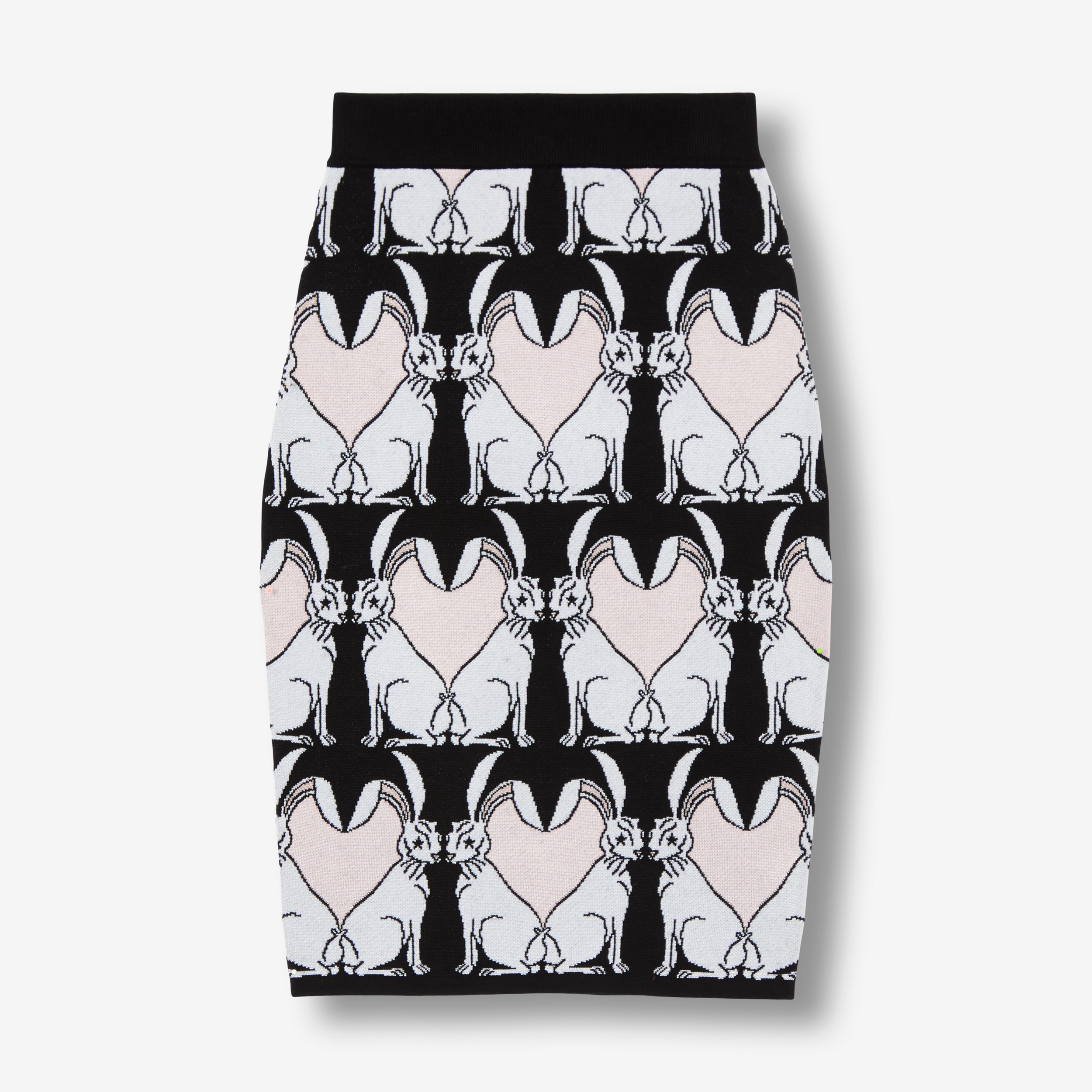 Falda de tubo en mezcla de viscosa y lana con estampado de conejos (Negro) - Mujer | Burberry® oficial - 1