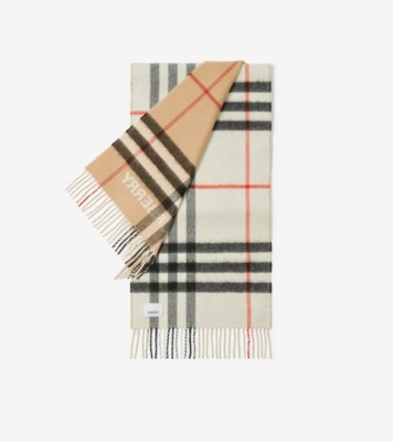 Contrast Check Cashmere Scarf in Archive beige/natural white | Burberry ...
