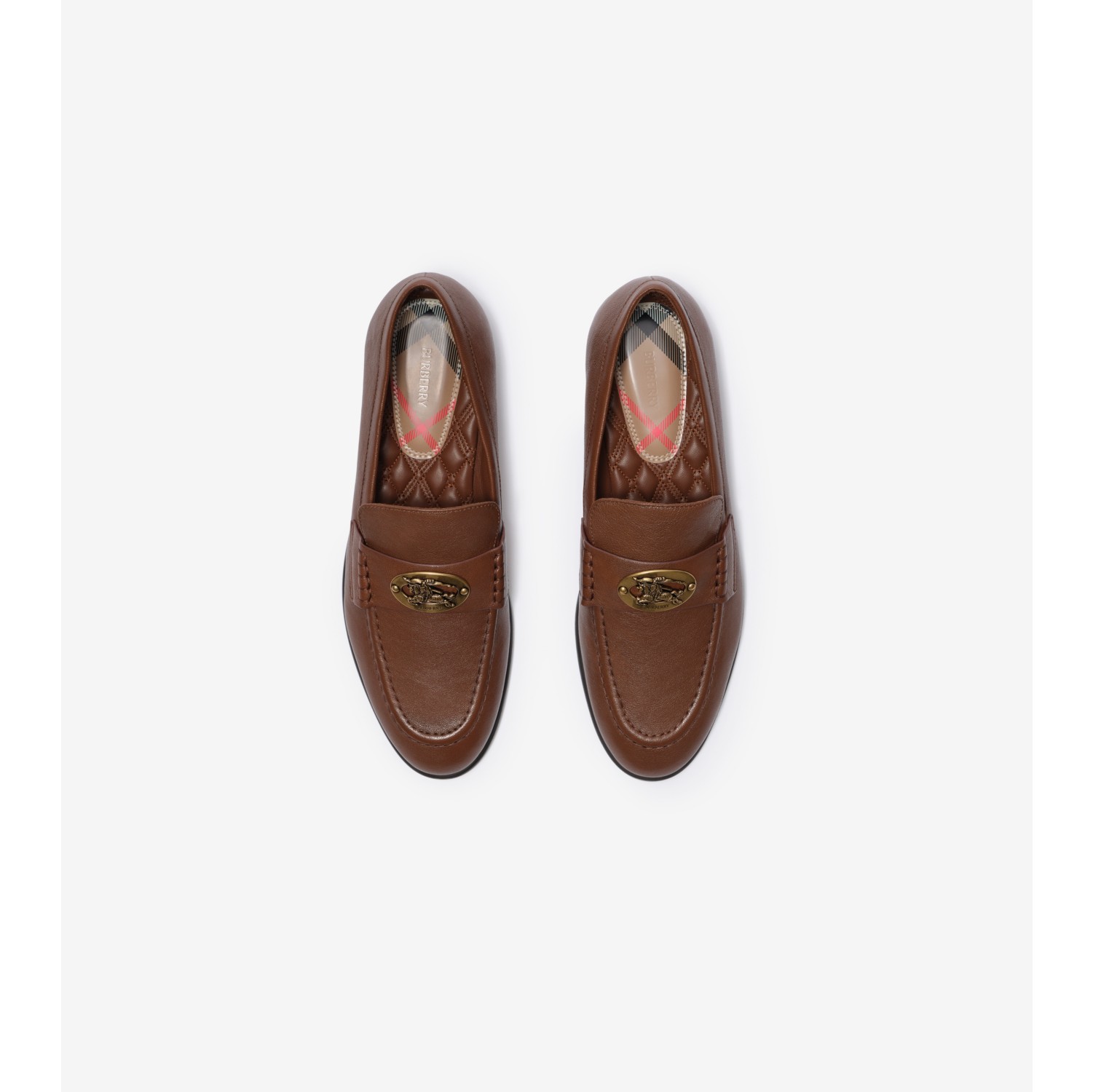 Leather Opal Loafers in Tobacco brown - Women | Burberry® Official
