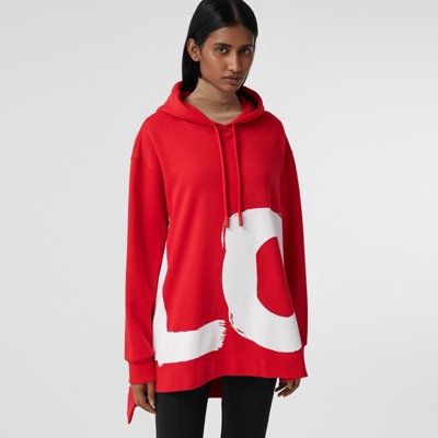 red oversized hoodie