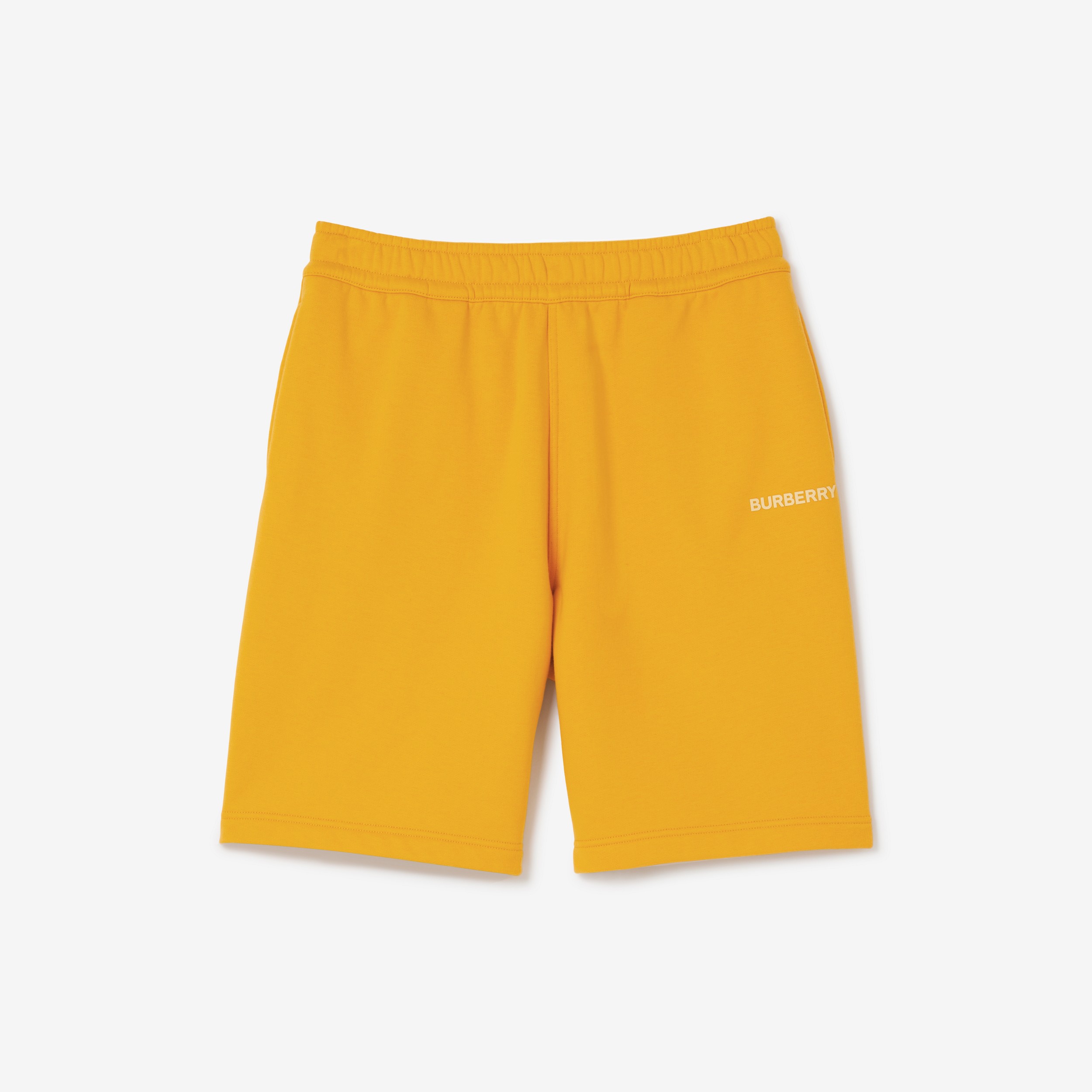 Logo Print Cotton Drawcord Shorts in Marigold - Men | Burberry® Official - 1