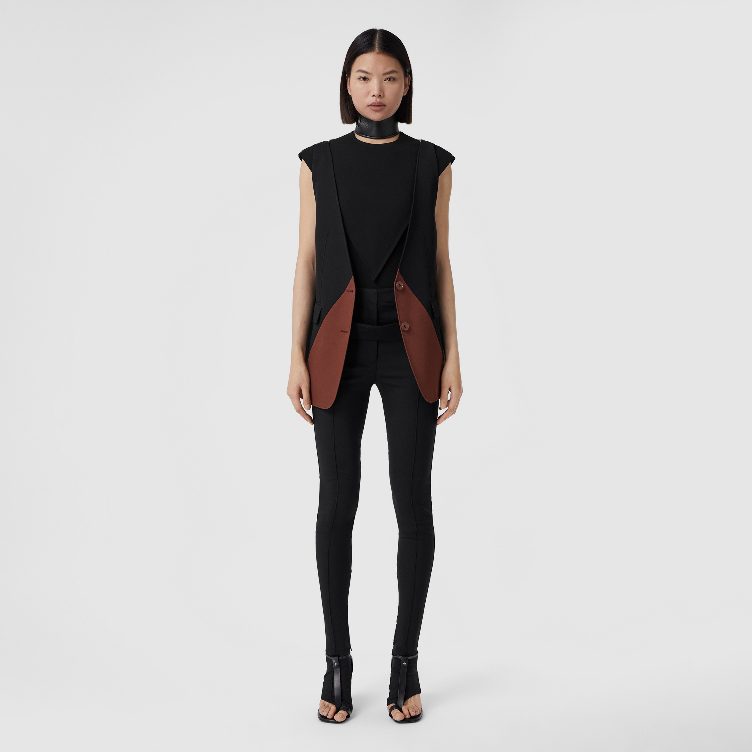 Panel Detail Stretch Jersey Bodysuit in Black - Women | Burberry® Official - 1