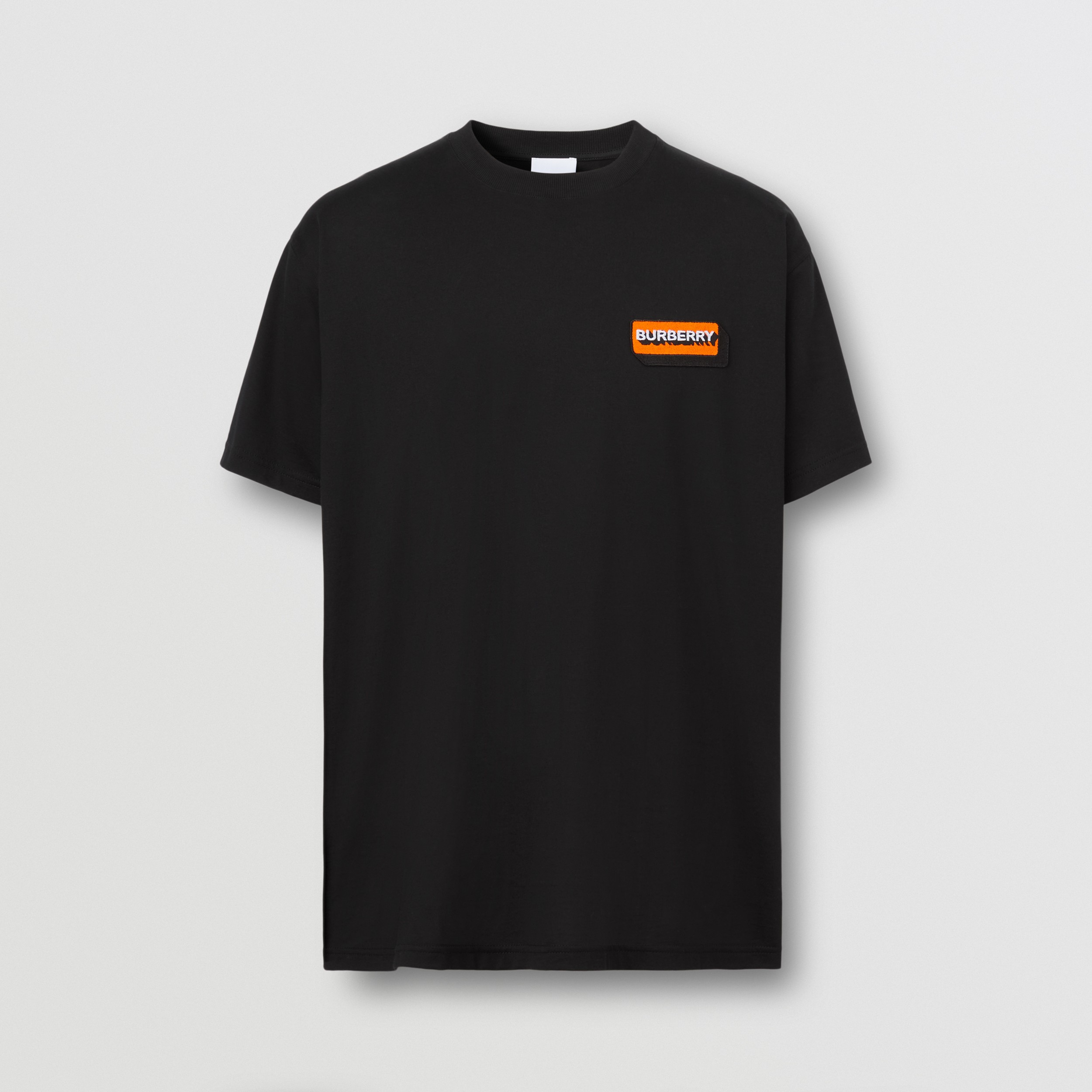 Logo Appliqué Cotton Oversized T-shirt in Black - Men | Burberry® Official - 4