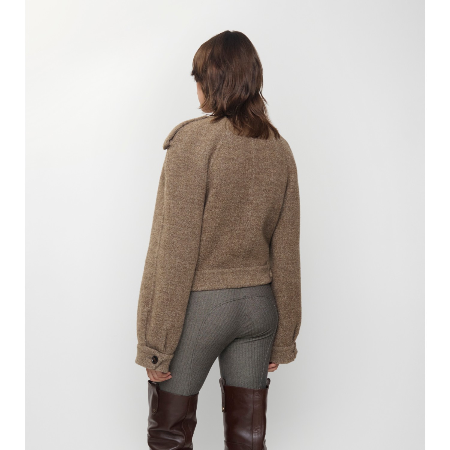 Detachable Scarf Wool Blend Jacket