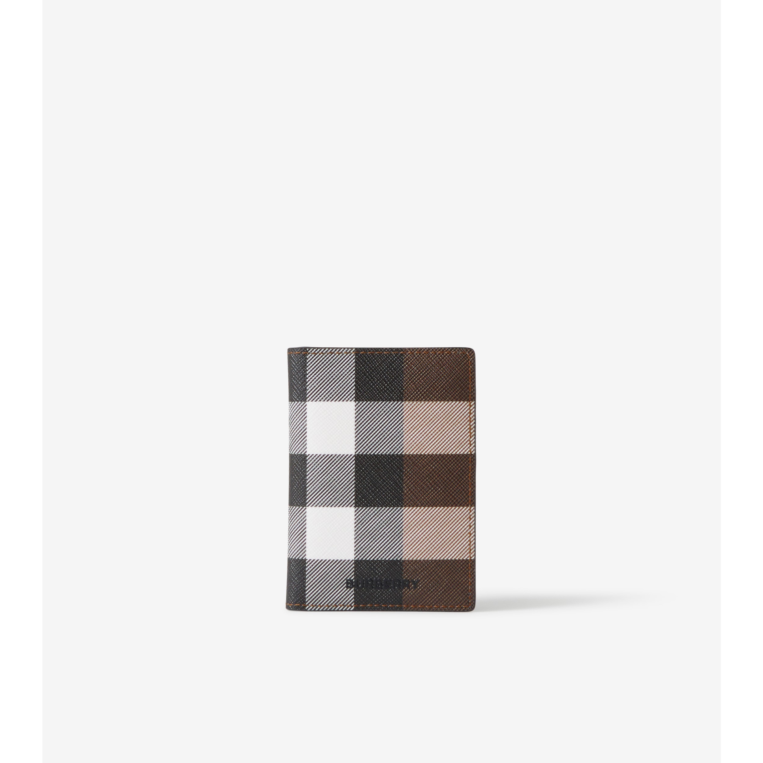 Check and Leather Card Case in Dark Birch Brown - Men | Burberry® Official