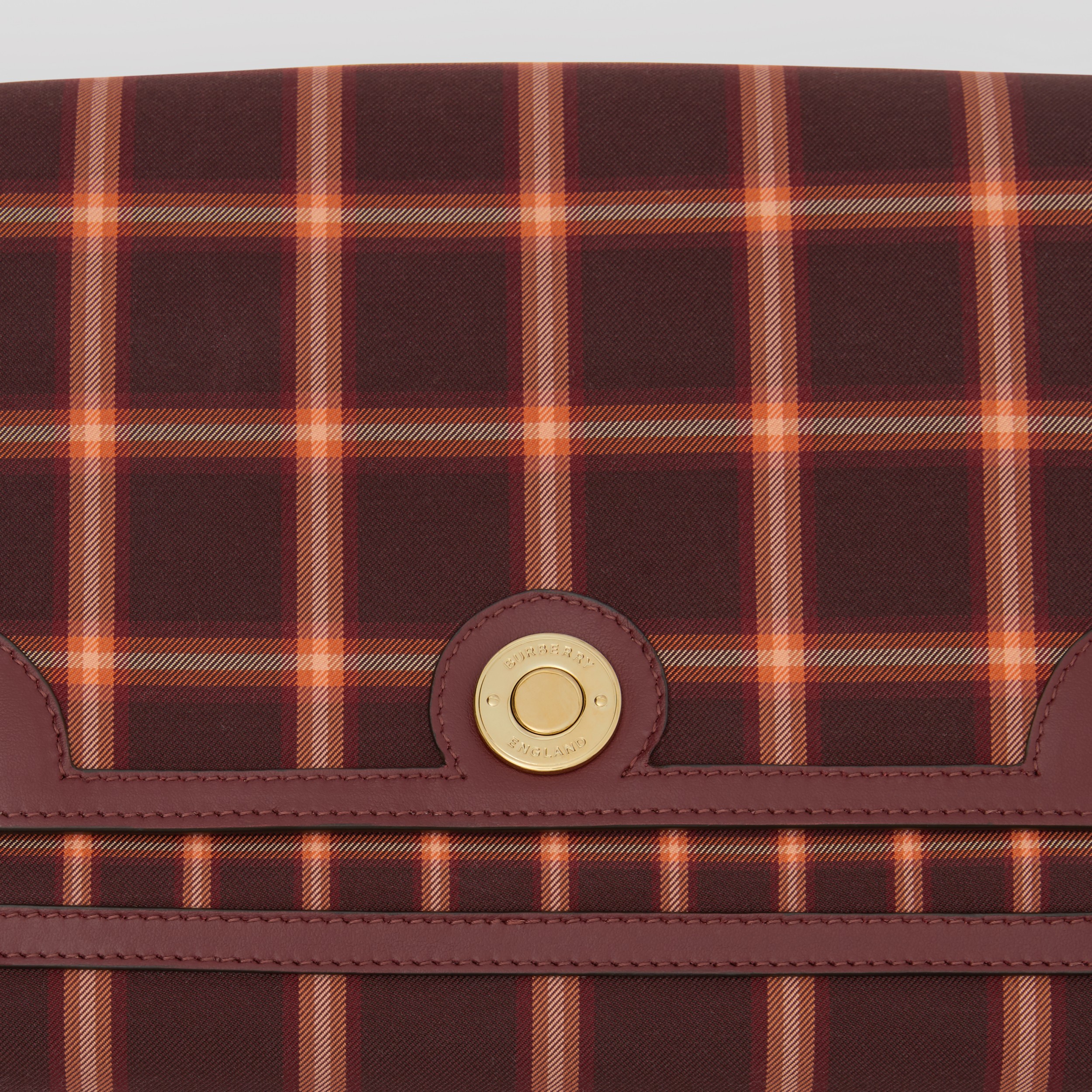 Tartan Technical Cotton Note Crossbody Bag in Burgundy Women Burberry United States