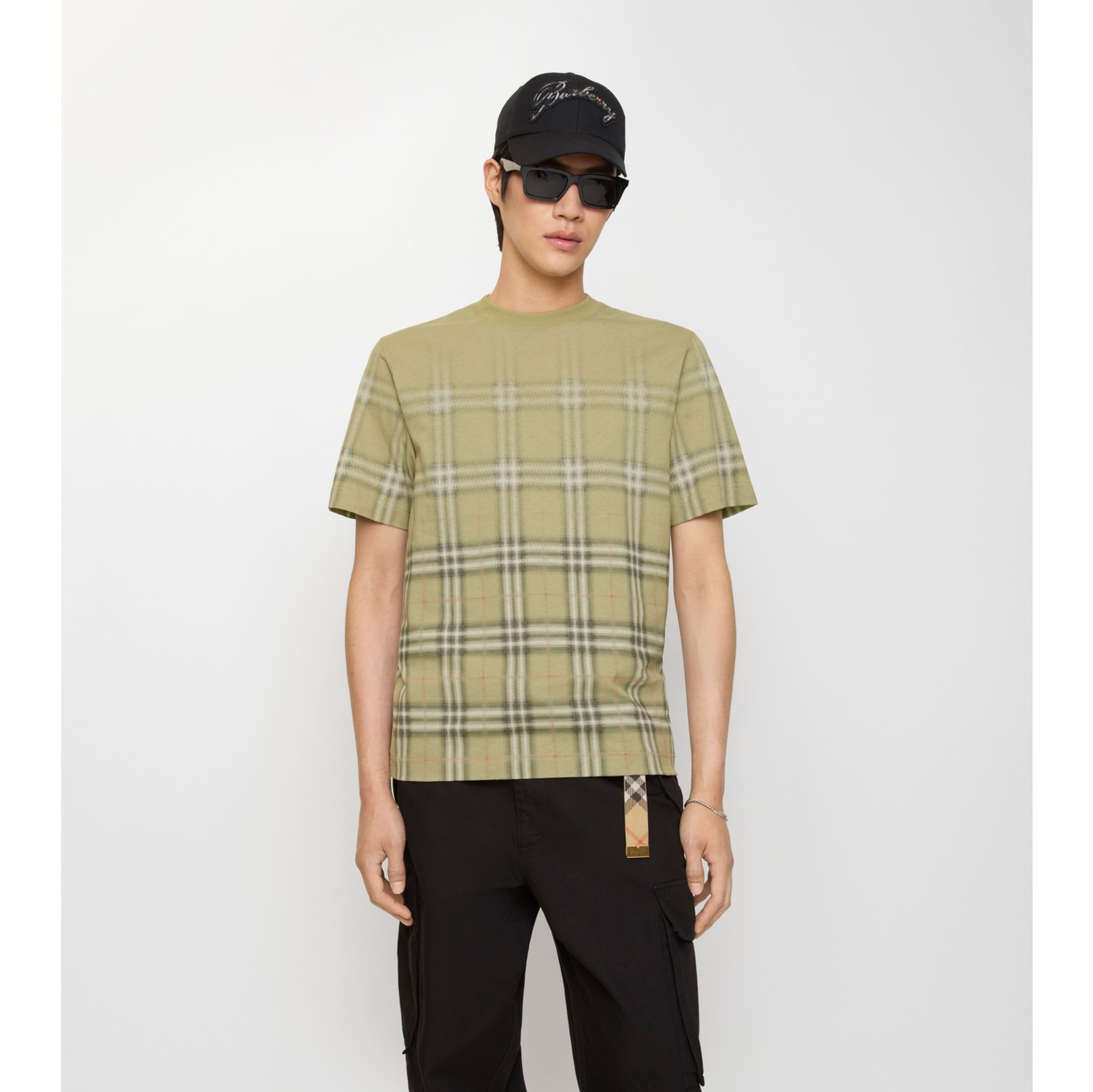 Gradient Check Cotton T-shirt