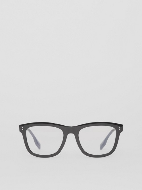 Burberry Logo Detail Square Frame Foldable Blue Light Glasses In Black
