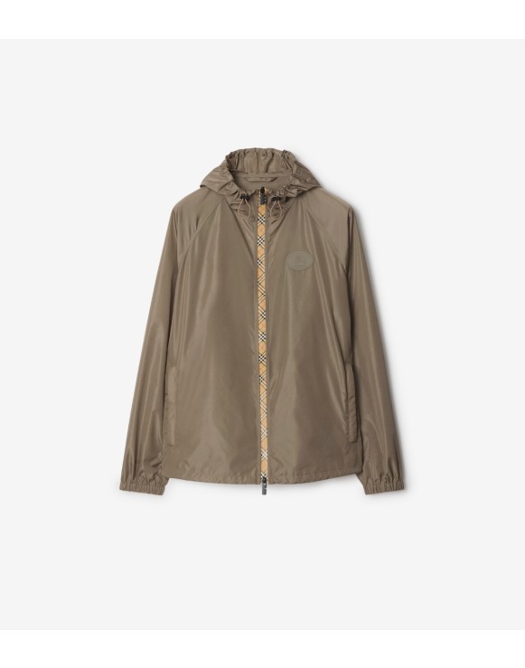 Jaqueta de nylon com detalhe Check e capuz