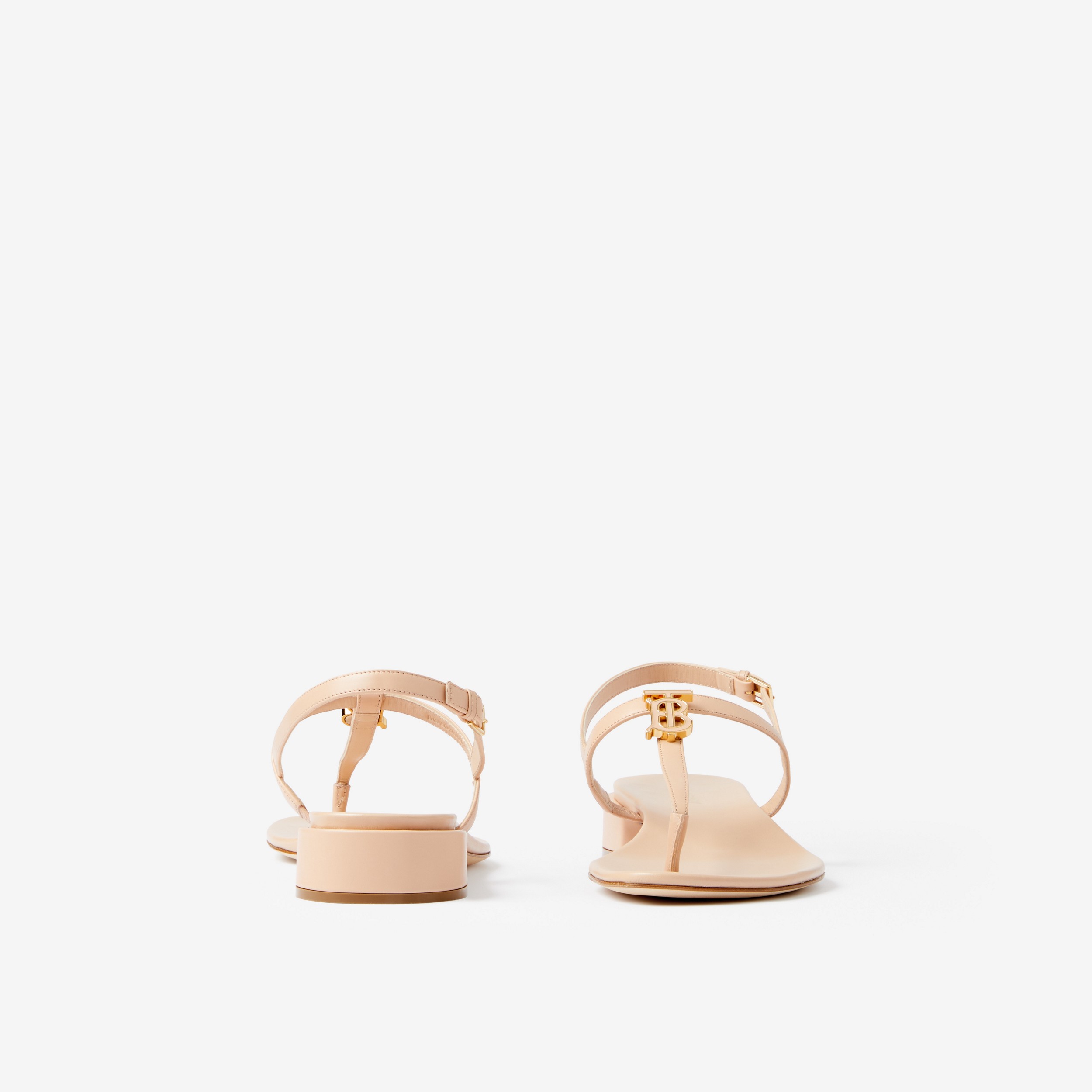 Monogram Motif Leather Sandals in Pale Nude - Women | Burberry® Official - 4