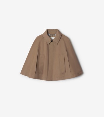 コート Burberry Cotton-blend cropped cape Burberry Cotton-Blend Cropped Cape in Natural | Lyst