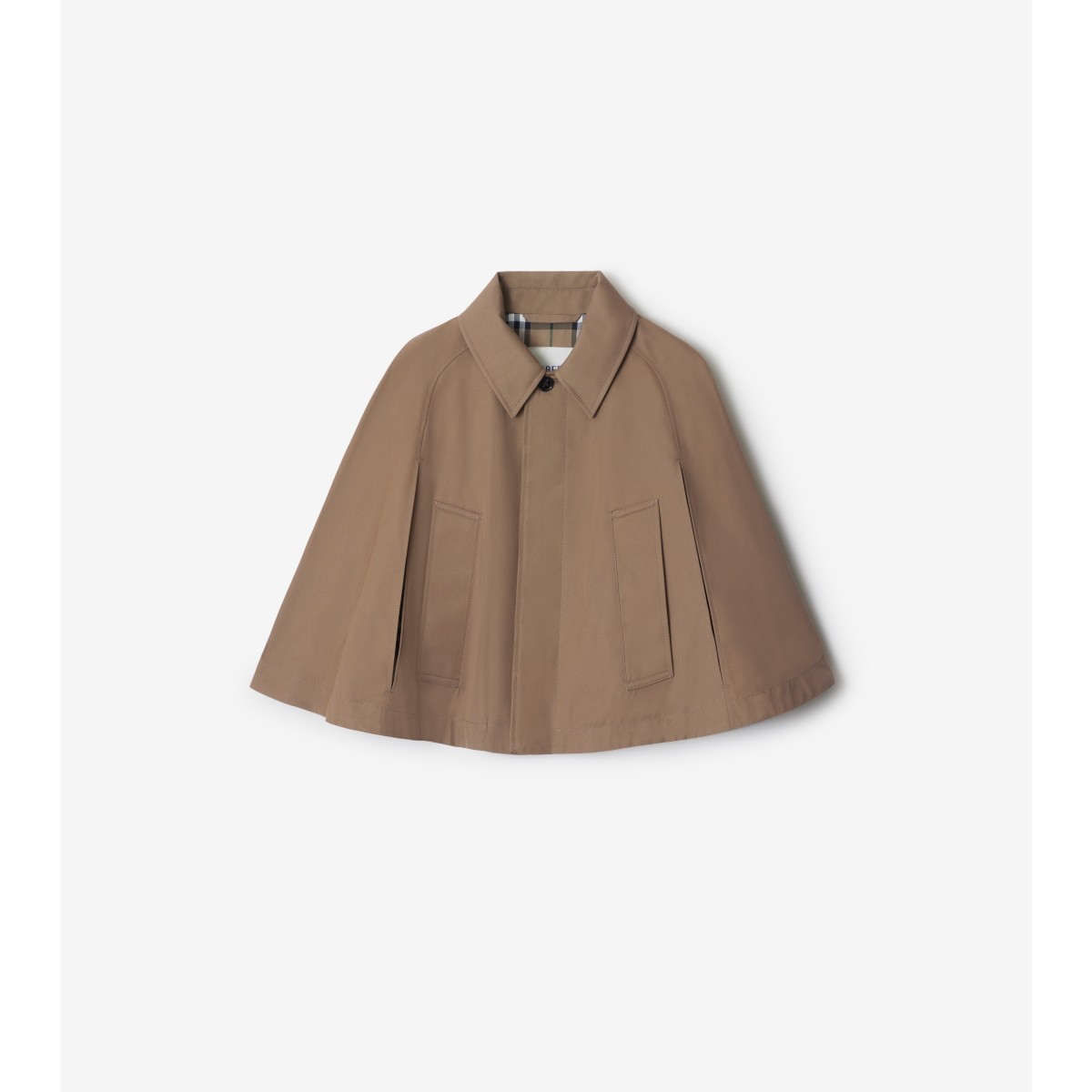 Burberry Cropped Cotton Twill Cape In Trail