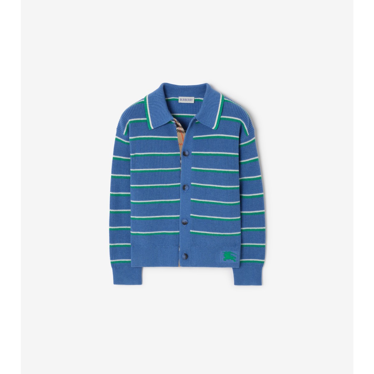  Check Striped Cotton Wool Cardigan