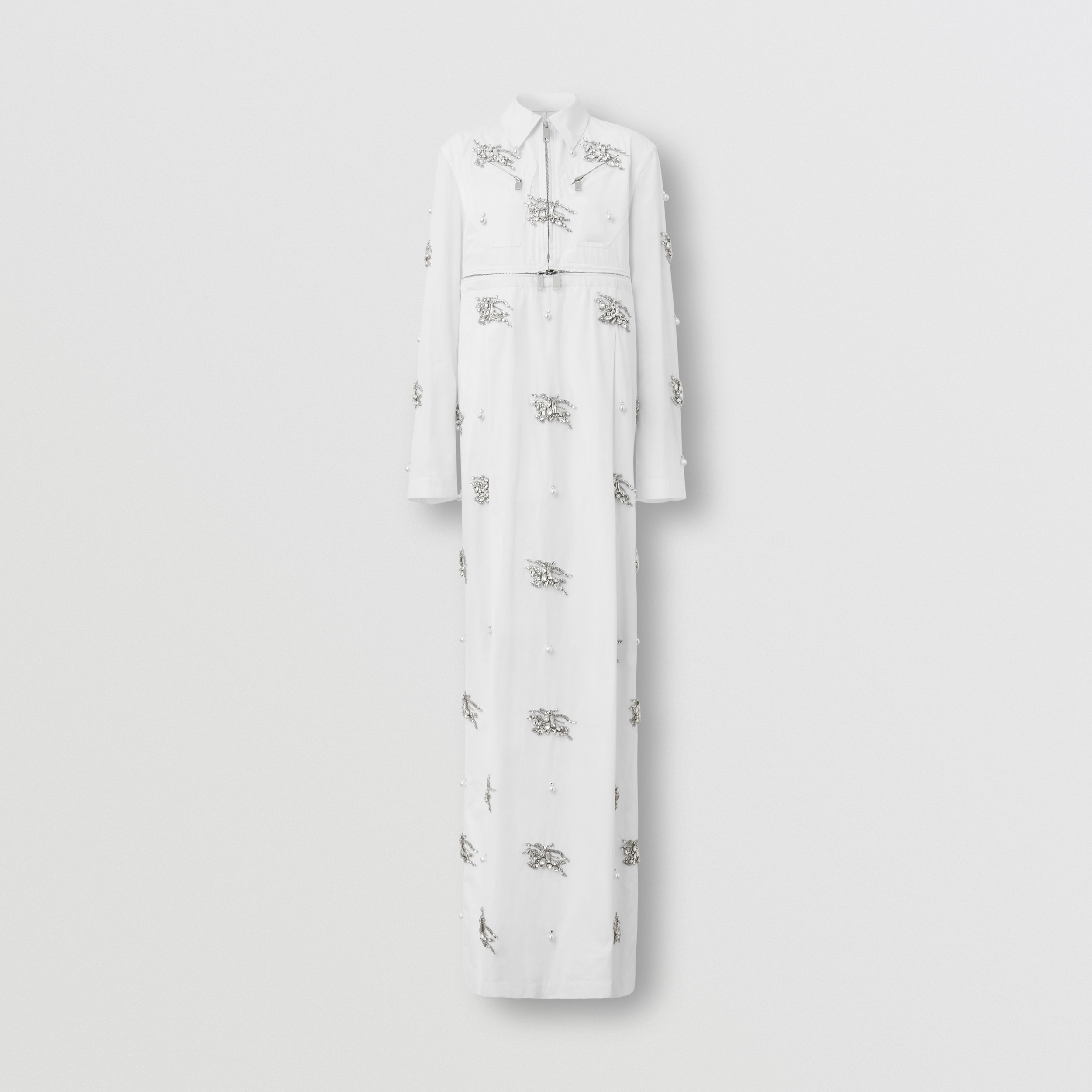 Crystal EKD Cotton Poplin Gown in Optic White - Women | Burberry® Official - 4