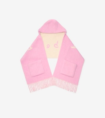 Logo Alpaca Wool Blend Hooded Scarf in Sugar pink | Burberry® Official